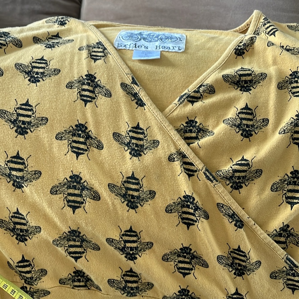 Effie’s Heart Mustard Yellow Bee Novelty Print Wrap top dress with pockets XL - Picture 10 of 11